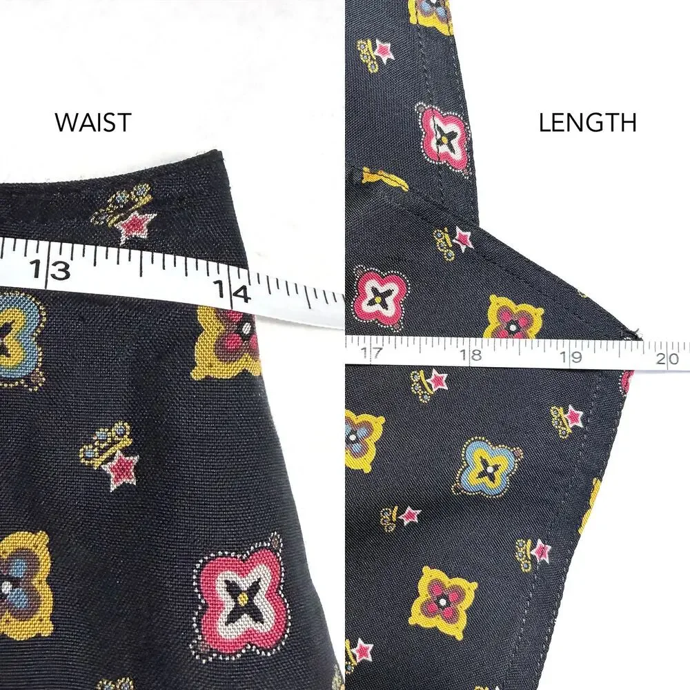 Vintage Evan Picone NWOT 100% Silk Geometric Print Wrap Skirt Black Size 8